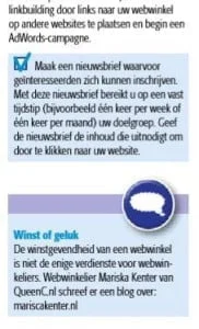 Blog Marisca Kenter in Checklist Webwinkel