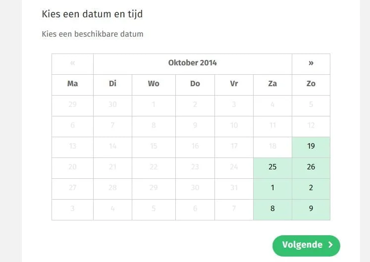 Kies de datum die jou uitkomt