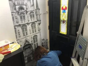 make-over_halletje_interieur_zwart_wit_fotobehang_stadhuis_gouda_