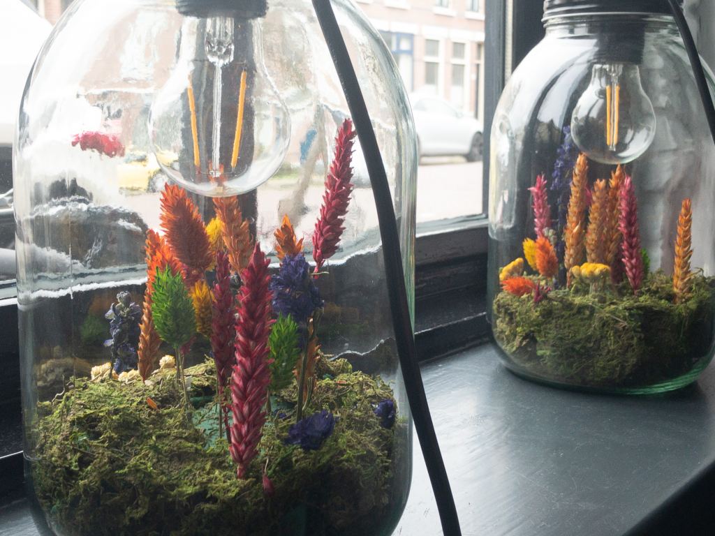 DIY | Droogbloemen in een glazen tafellamp